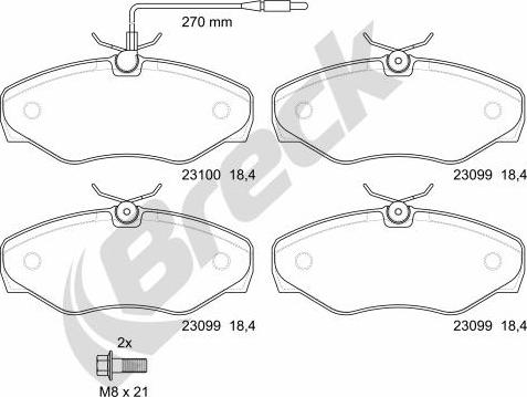 Breck 23099 00 703 10 - Kit pastiglie freno, Freno a disco autozon.pro