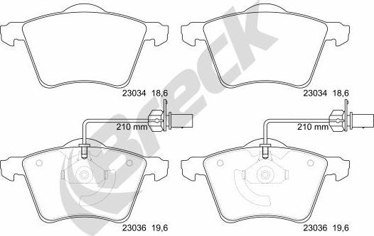 Breck 23034 00 703 10 - Kit pastiglie freno, Freno a disco autozon.pro