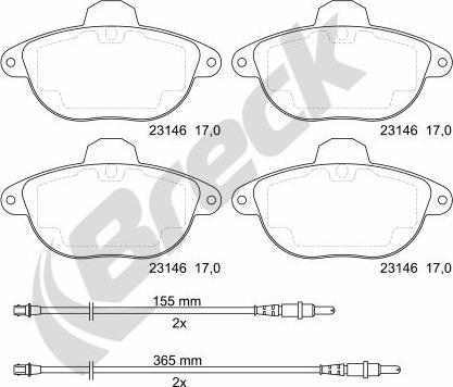 Breck 23146 00 501 10 - Kit pastiglie freno, Freno a disco autozon.pro