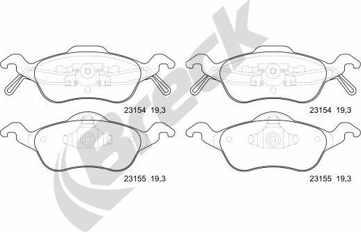 Breck 23154 00 702 00 - Kit pastiglie freno, Freno a disco autozon.pro