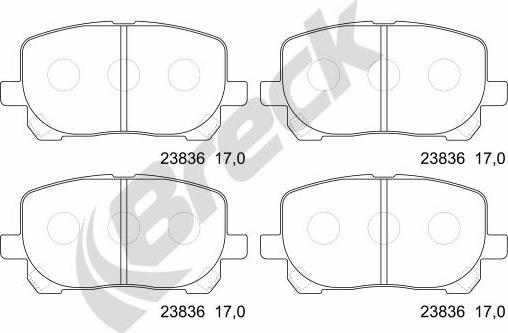 Breck 23836 00 701 00 - Kit pastiglie freno, Freno a disco autozon.pro