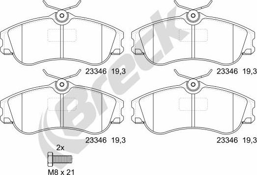 Breck 23346 00 701 00 - Kit pastiglie freno, Freno a disco autozon.pro