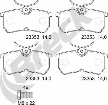 Breck 23353 00 704 00 - Kit pastiglie freno, Freno a disco autozon.pro