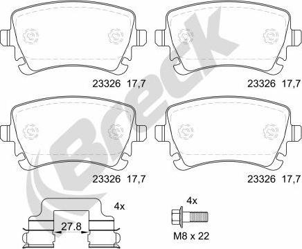 Breck 23326 00 702 00 - Kit pastiglie freno, Freno a disco autozon.pro