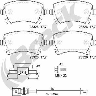 Breck 23326 00 702 10 - Kit pastiglie freno, Freno a disco autozon.pro