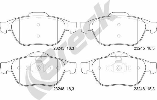 Breck 23248 00 701 00 - Kit pastiglie freno, Freno a disco autozon.pro