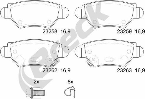 Breck 23258 00 704 10 - Kit pastiglie freno, Freno a disco autozon.pro