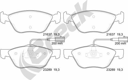 Breck 23289 00 701 10 - Kit pastiglie freno, Freno a disco autozon.pro