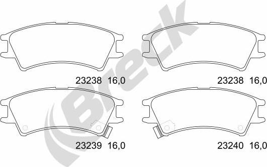 Breck 23238 00 702 10 - Kit pastiglie freno, Freno a disco autozon.pro