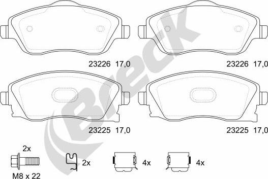 Breck 23225 00 702 10 - Kit pastiglie freno, Freno a disco autozon.pro