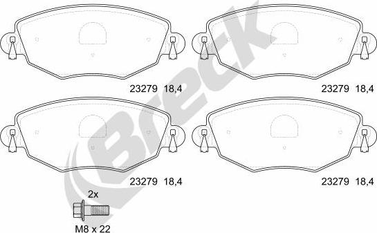 Breck 23279 00 701 10 - Kit pastiglie freno, Freno a disco autozon.pro