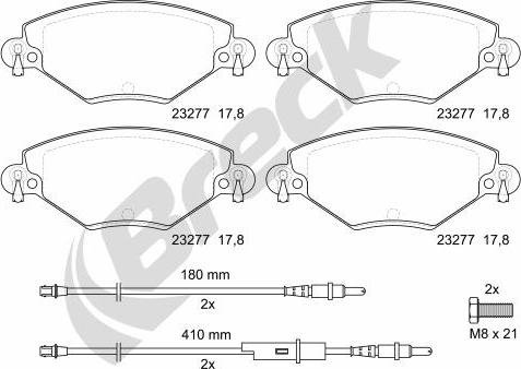 Breck 23277 00 701 10 - Kit pastiglie freno, Freno a disco autozon.pro