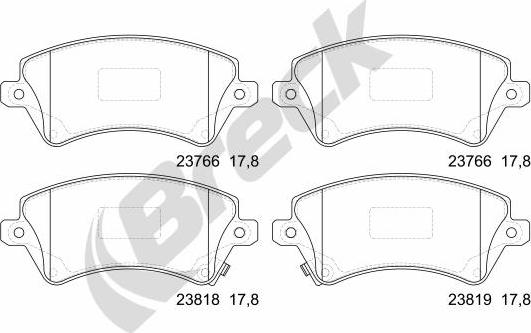 Breck 23766 00 701 10 - Kit pastiglie freno, Freno a disco autozon.pro