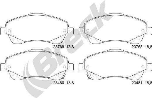 Breck 23768 00 701 10 - Kit pastiglie freno, Freno a disco autozon.pro