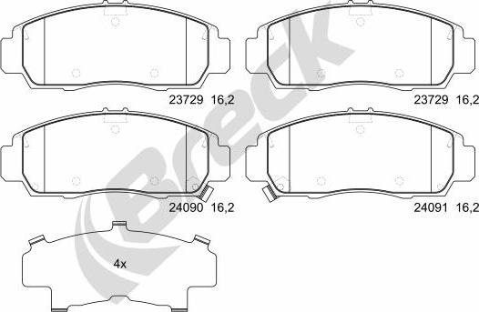 Breck 23729 00 701 00 - Kit pastiglie freno, Freno a disco autozon.pro