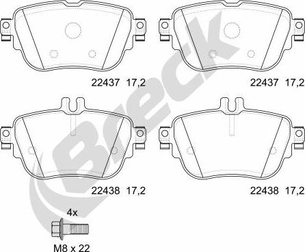 Breck 22437 00 702 00 - Kit pastiglie freno, Freno a disco autozon.pro