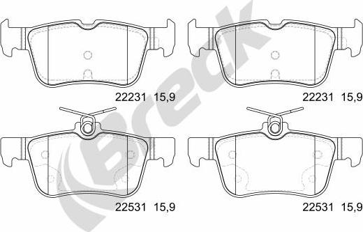 Breck 22531 00 702 00 - Kit pastiglie freno, Freno a disco autozon.pro