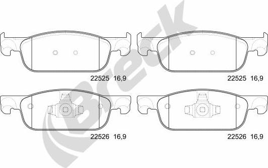 Breck 22525 00 702 00 - Kit pastiglie freno, Freno a disco autozon.pro