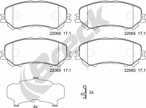 Breck 22065 00 701 00 - Kit pastiglie freno, Freno a disco autozon.pro