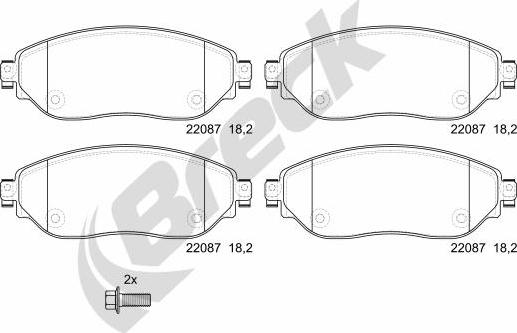 Breck 22087 00 703 00 - Kit pastiglie freno, Freno a disco autozon.pro