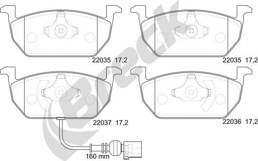 Breck 22035 00 701 00 - Kit pastiglie freno, Freno a disco autozon.pro