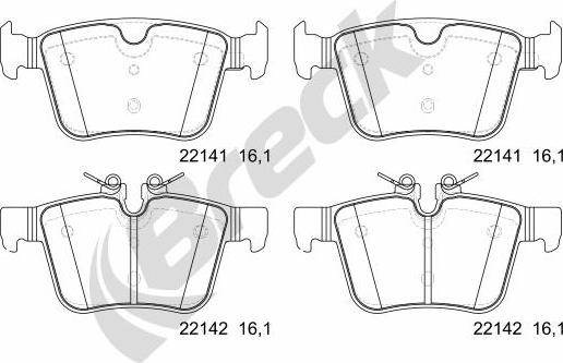 Breck 22141 00 554 00 - Kit pastiglie freno, Freno a disco autozon.pro