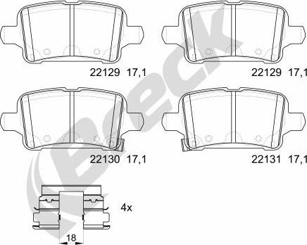 Breck 22129 00 704 00 - Kit pastiglie freno, Freno a disco autozon.pro