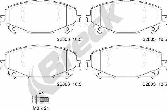 Breck 22803 00 701 00 - Kit pastiglie freno, Freno a disco autozon.pro