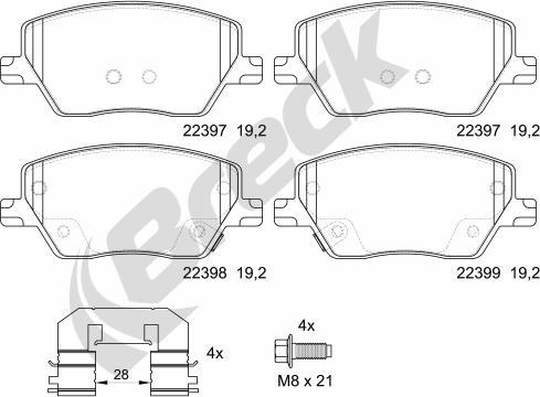 Breck 22397 00 701 00 - Kit pastiglie freno, Freno a disco autozon.pro