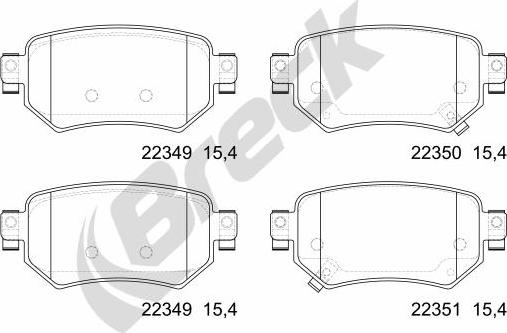 Breck 22349 00 704 00 - Kit pastiglie freno, Freno a disco autozon.pro