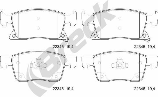 Breck 22345 00 701 00 - Kit pastiglie freno, Freno a disco autozon.pro