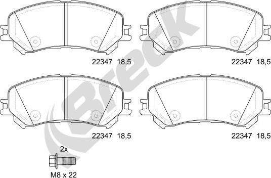 Breck 22347 00 701 00 - Kit pastiglie freno, Freno a disco autozon.pro