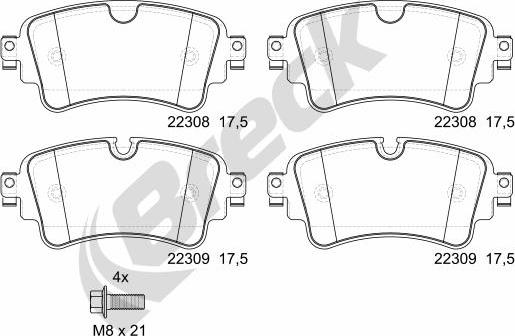 Breck 22308 00 702 00 - Kit pastiglie freno, Freno a disco autozon.pro