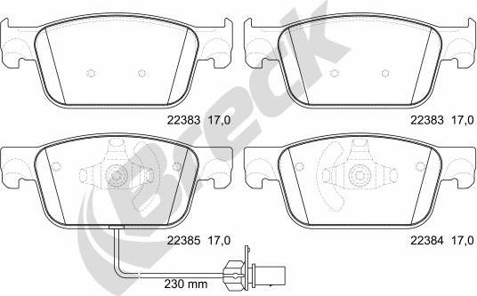 Breck 22383 00 551 00 - Kit pastiglie freno, Freno a disco autozon.pro