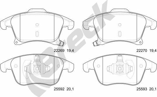 Breck 22269 00 701 00 - Kit pastiglie freno, Freno a disco autozon.pro