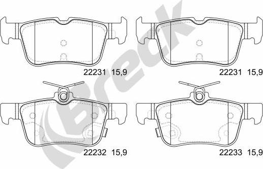 Breck 22231 00 702 00 - Kit pastiglie freno, Freno a disco autozon.pro