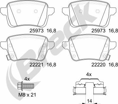 Breck 22220 00 704 00 - Kit pastiglie freno, Freno a disco autozon.pro