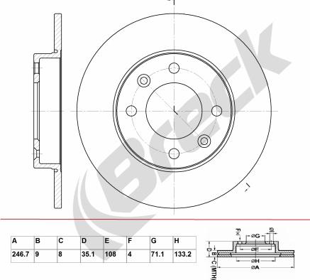 Breck BR 035 SA100 - Discofreno autozon.pro