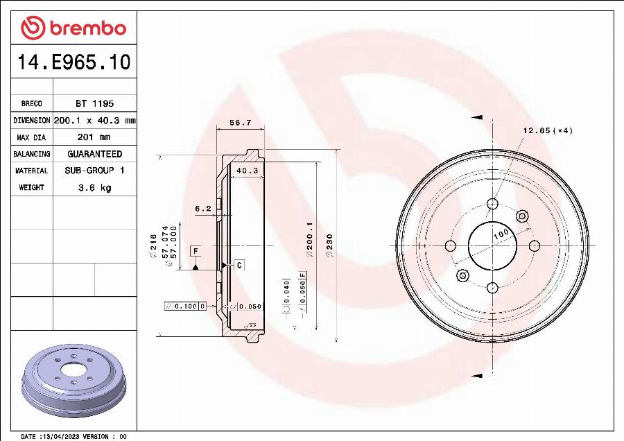 Breco BT 1195 - Tamburo freno autozon.pro