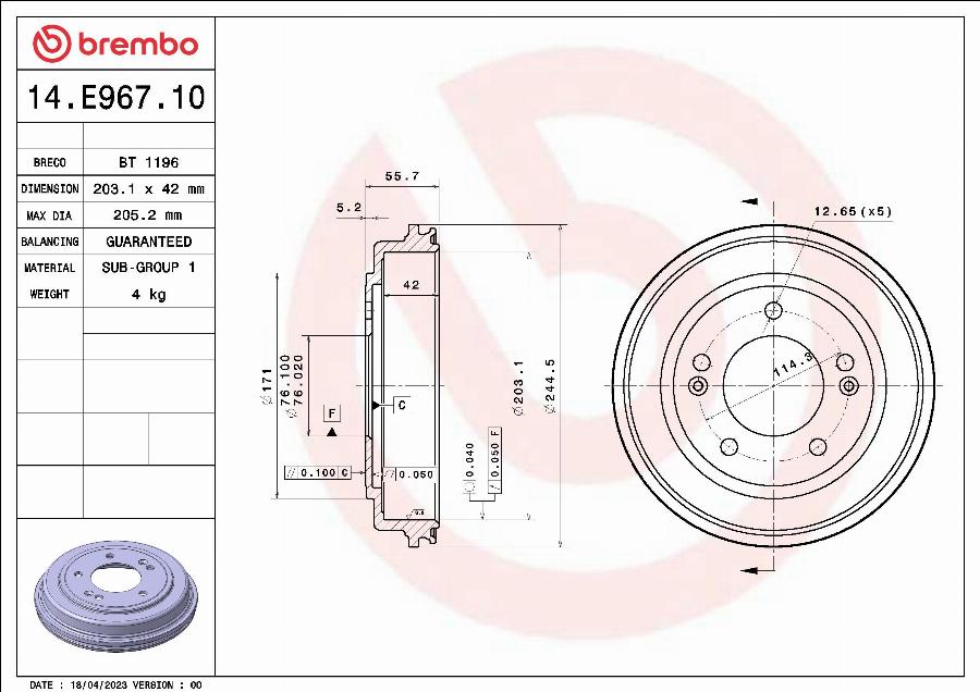 Breco BT 1196 - Tamburo freno autozon.pro