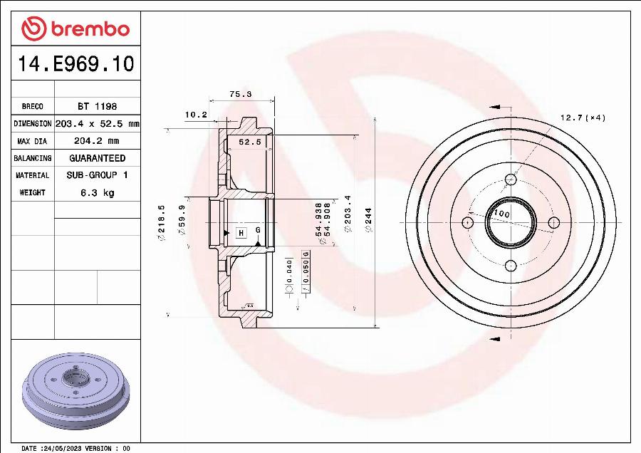 Breco BT 1198 - Tamburo freno autozon.pro