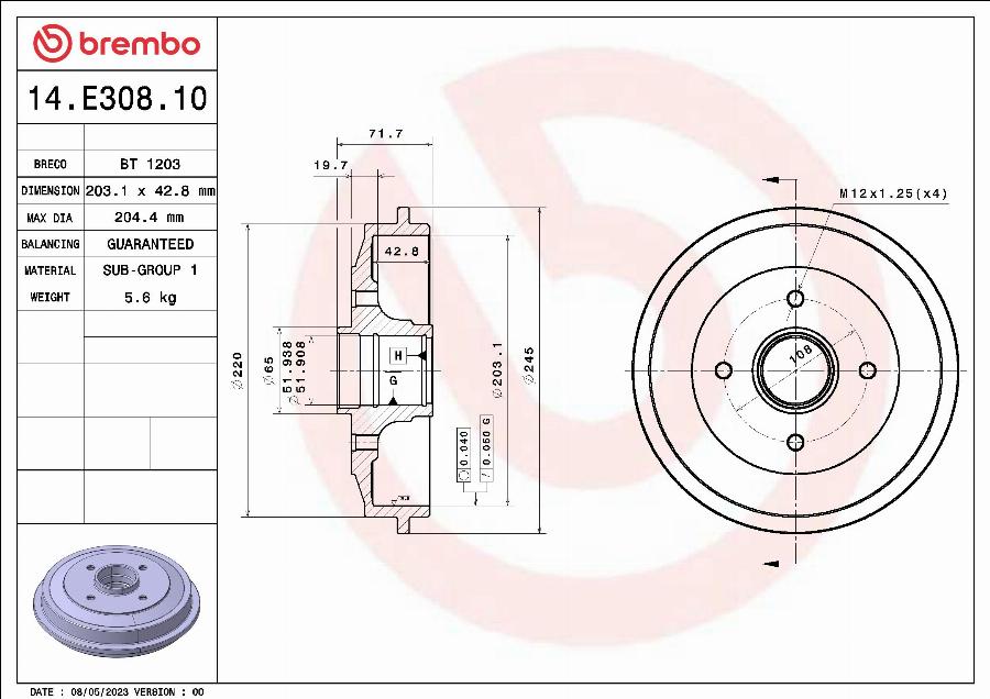 Breco BT 1203 - Tamburo freno autozon.pro