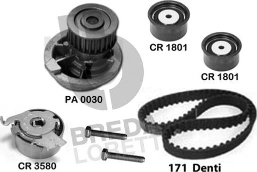 Breda Lorett KPA0159A - Pompa acqua + Kit cinghie dentate autozon.pro