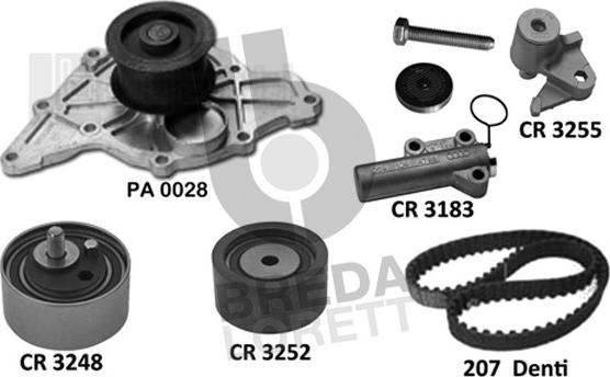 Breda Lorett KPA0793A - Pompa acqua + Kit cinghie dentate autozon.pro