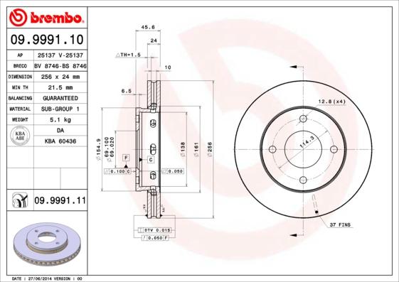 Brembo 09.9991.10 - Discofreno autozon.pro