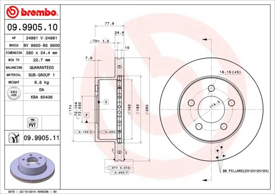 Brembo 09.9905.10 - Discofreno autozon.pro