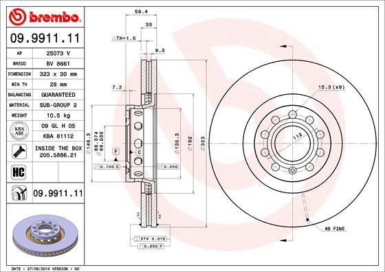 Brembo 09.9911.11 - Discofreno autozon.pro