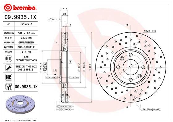 Brembo 09.9935.1X - Discofreno autozon.pro