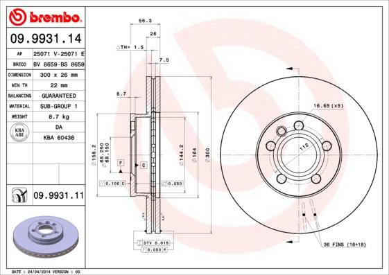 Brembo 09.9931.11 - Discofreno autozon.pro