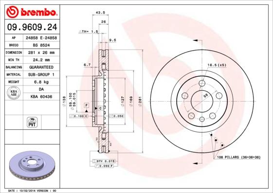 Brembo 09.9609.24 - Discofreno autozon.pro